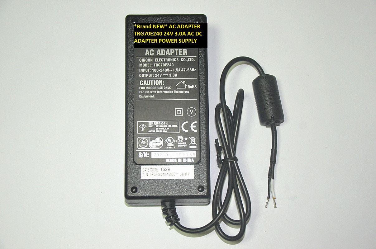 *Brand NEW*24V 3.0A AC DC ADAPTER TRG70E240 AC ADAPTER POWER SUPPLY